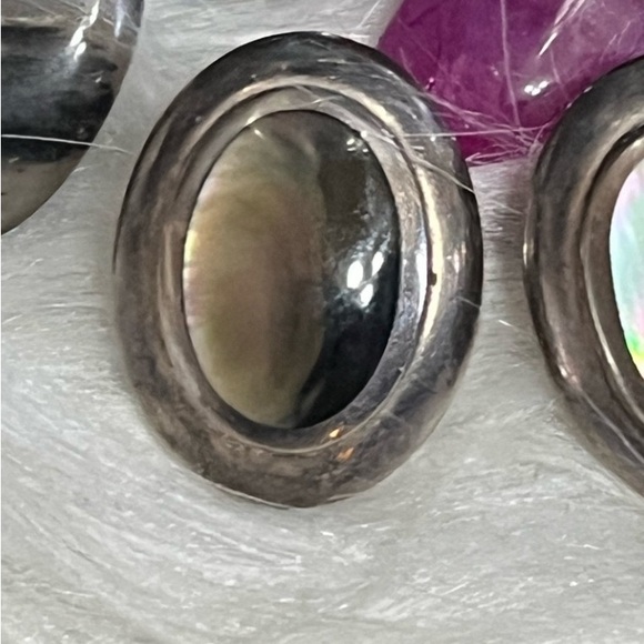 Vintage Sterling Abalone Pierced Earrings - Picture 6 of 9